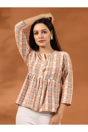 Jaipur Checks Cotton Gathered Shirt