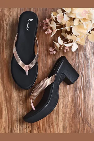 V-WALK Striped Open Toe Platform Heels