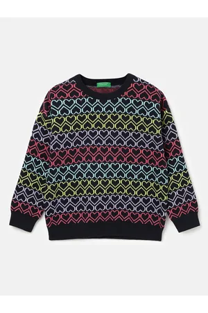 Benetton Girls Conversational Printed Cotton Pullover