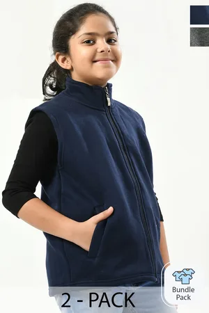 IndiWeaves Girls Pack Of 2 Fleece Lightweight Bomber Jacket