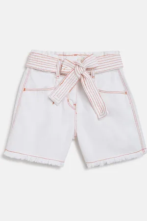 TALES & STORIES Girls Belted Mid-Rise Cotton Shorts