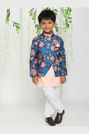 KID1 Boys Regular Kurta & Pyjamas With Printed Jacket