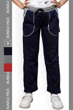 IndiWeaves Girls Pack Of 3 Mid-Rise Track Pants
