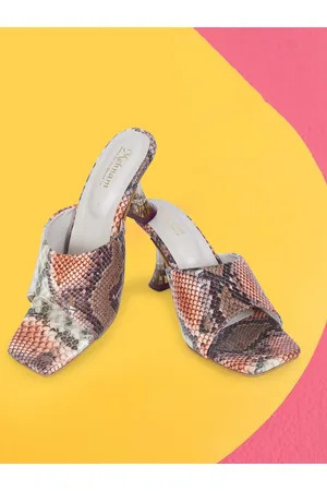 MEHNAM Printed Open Toe Slim Heels