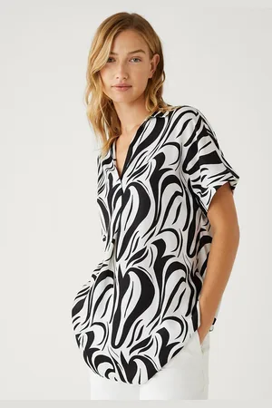 Marks & Spencer Abstract Extended Sleeves Shirt Style Top