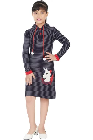 Peppermint Girls Hooded Striped Sheath Cotton Dress