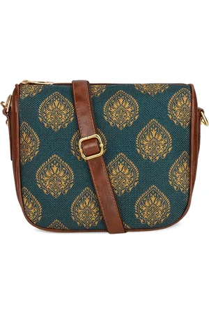 THE CLOWNFISH Garnet Ethnic Motifs Printed Jute Structured Sling Bag