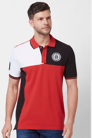 Giordano Colourblocked Polo Collar Pure Cotton Slim Fit T-shirt