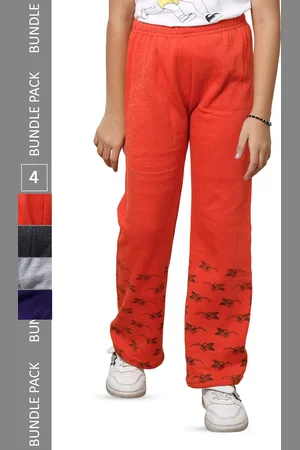 IndiWeaves Girls Pack of 4 Printed Woolen Track Pants