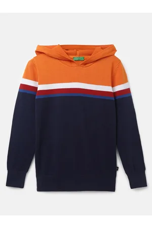 Benetton Boys Orange & Black Colourblocked Pullover