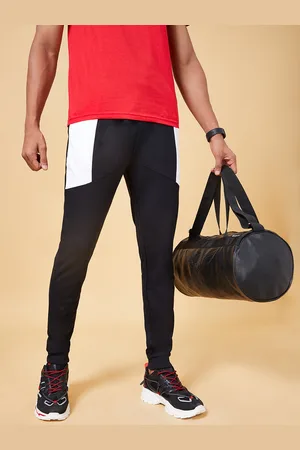 Pantaloons Men Black & White Colourblocked Slim-Fit Joggers