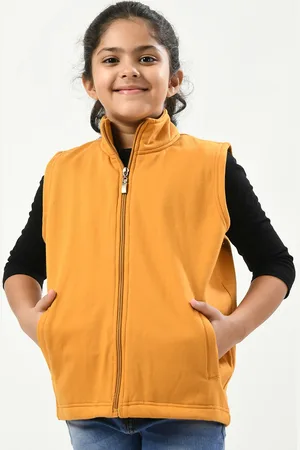 IndiWeaves Girls Stand Collar Lightweight Fleece Bomber Jacket