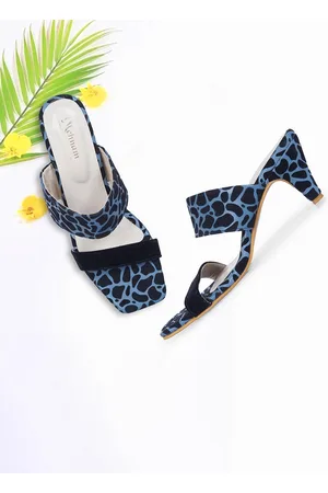 MEHNAM Printed Two Strap Open Toe Party Slim Heels