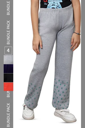 IndiWeaves Girls Pack of 4 Printed Woolen Track Pants