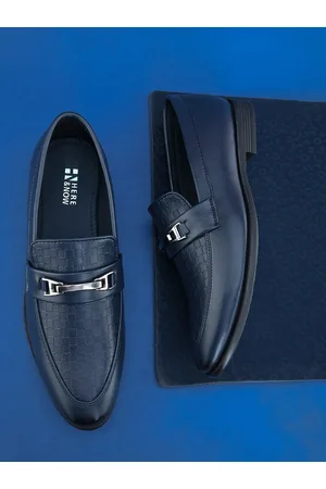 HERE&NOW Men Navy Blue Textured Formal Loafers