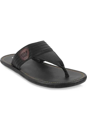 Metro Men Black & Brown Colourblocked Comfort Sandals