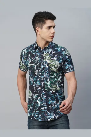 Blue Buddha Abstract Printed Spread Collar Cotton Casual Shirt