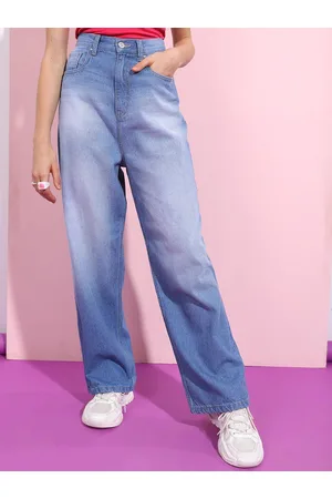 Tokyo Talkies Women High Rise Loose Fit Light Fade Pure Cotton Jeans