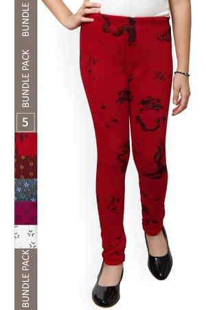 IndiWeaves Girls Pack Of 5 Printed Wool Leggings