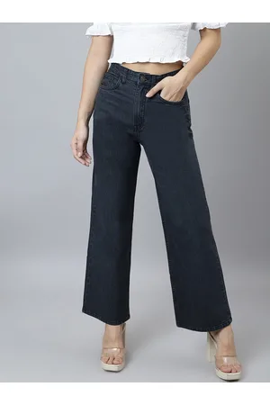 BAESD Women High-Rise Clean Look Stretchable Wide Leg Jeans