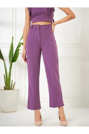 kibo Women Relaxed Straight Leg Straight Fit High-Rise Parallel Trousers
