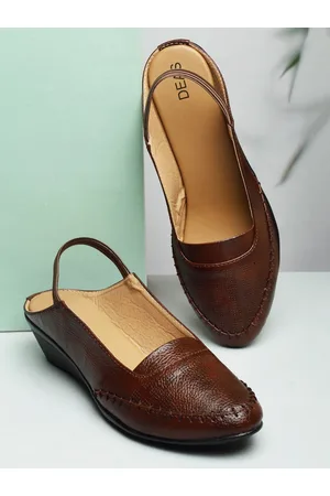 DEAS Textured Perforated Leather Mules