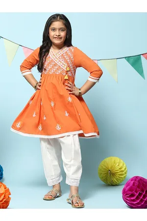 Biba Girls Embroidered Regular Kurta With Salwar & Dupatta