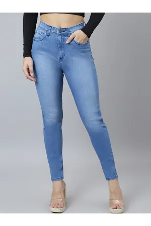 BAESD Women Skinny Fit High-Rise Light Fade Clean Look Stretchable Jeans