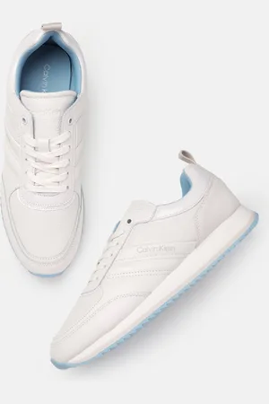 Calvin Klein Men White Textured Leather Sneakers