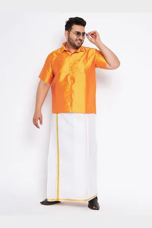 Vastramay Plus Size Ethnic Shirt With Veshti