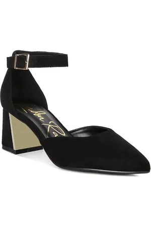 London Rag Pointed Toe Suede Block Heel Pumps