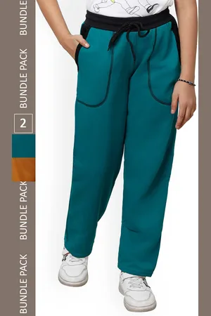 IndiWeaves Girls Pack Of 2 Mid-Rise Fleece Track Pants