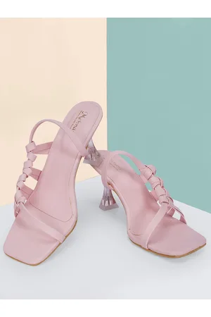 MEHNAM Knotted Open Toe Block Heels With Backstrap