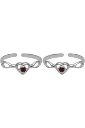 Abhooshan Set Of 2 92.5 Sterling Silver Adjustable Toe Rings