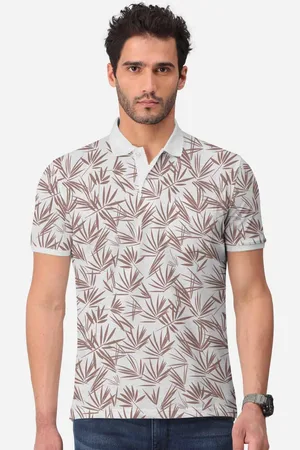 bullmer Tropical Printed Polo Collar Cotton T-shirt