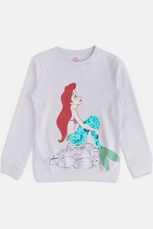 Pantaloons Girls Disney Princess Printed Sequinned Cotton Pullover Sweatshirt