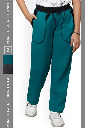 IndiWeaves Girls Pack Of 2 Mid-Rise Fleece Track Pants