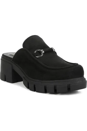 London Rag Buckled Suede Platform Heel Mules