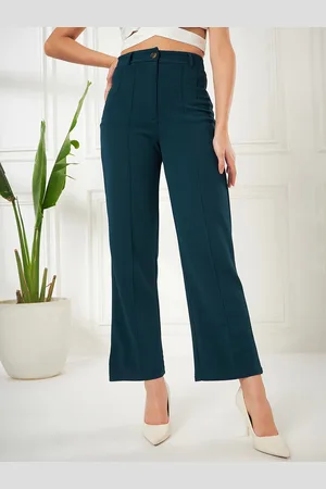 kibo Women Relaxed Straight Leg Straight Fit High-Rise Parallel Trousers