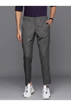 Buy Men Grey Slim Fit Textured Flat Front Formal Trousers Online - 397983 | Louis  Philippe