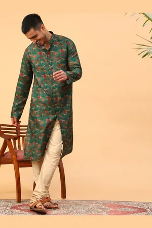 TABARD Abstract Printed Mandarin Collar Pure Cotton Kurta With Churidar