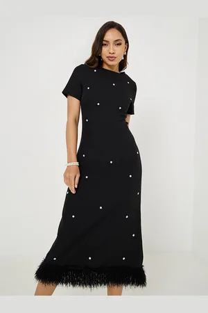 Styli Black Embellished Sheath Midi Dress