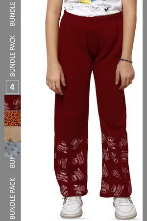 IndiWeaves Girls Pack of 4 Printed Woolen Track Pants