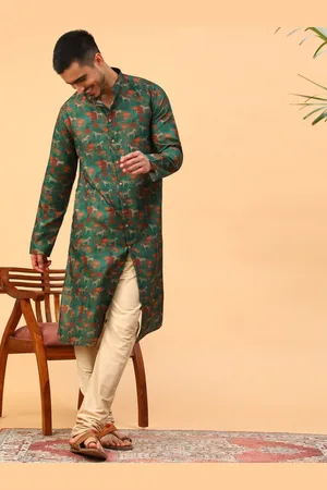 TABARD Mandarin Collar Conversational Printed Cotton Kurta