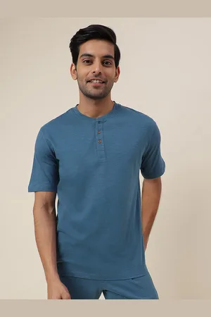 Fabindia Band Collar Regular Sleeves Cotton Regular T-shirt
