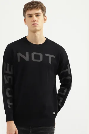 Benetton Typography Printed Cotton Pullover Sweater