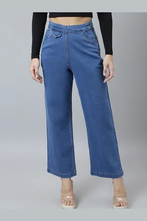BAESD Women High-Rise Clean Look Stretchable Wide Leg Jeans