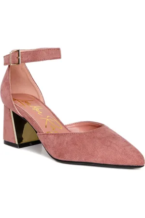 London Rag Pointed Toe Suede Block Heel Pumps