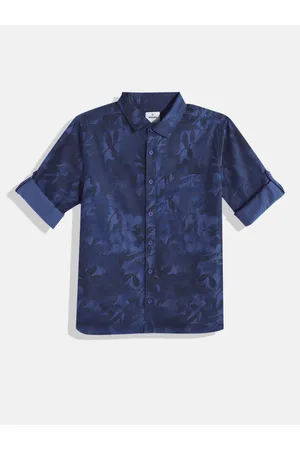 WROGN Boys Slim Fit Printed Pure Cotton Casual Shirt