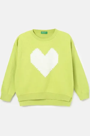 Benetton Girls Graphic Self Design Cotton Pullover